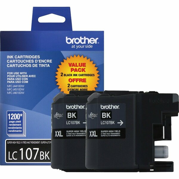 Brother International 2 Pack LC107BK, 2PK LC1072PKS